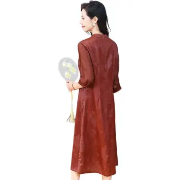 Yi Mengyuan Silk Short Sleeved Dress Women's Image Color