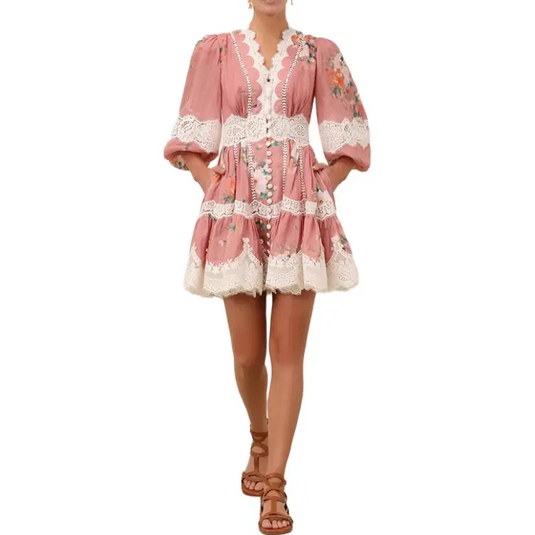 Zimmermann SS25 Short-Sleeved Dresses Women's Red-1