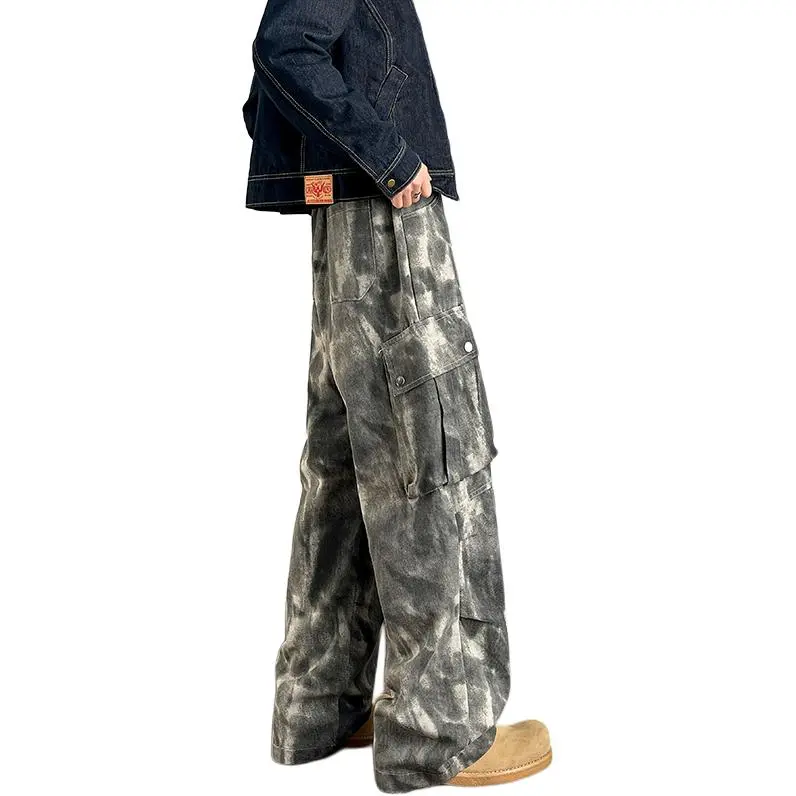 Menglaini Jeans Unisex Tie Dye Camouflage[Wasteland Style]-2