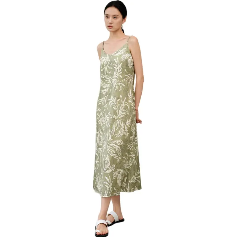 IHIMI Slip Dresses Women's Banana Green-4