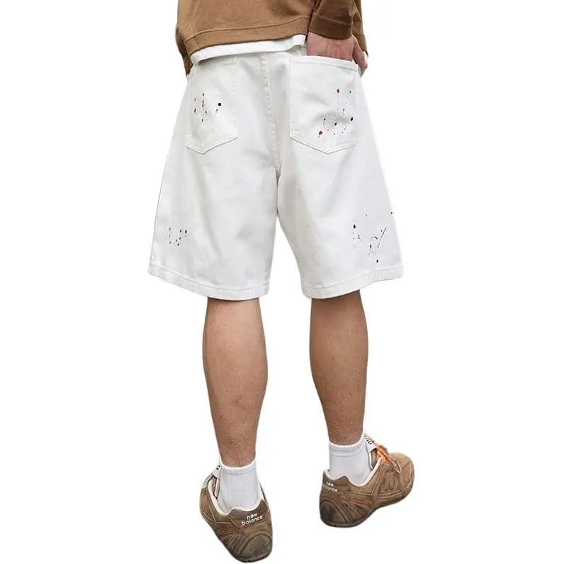 SONGS ALONG Denim Shorts Unisex White-1
