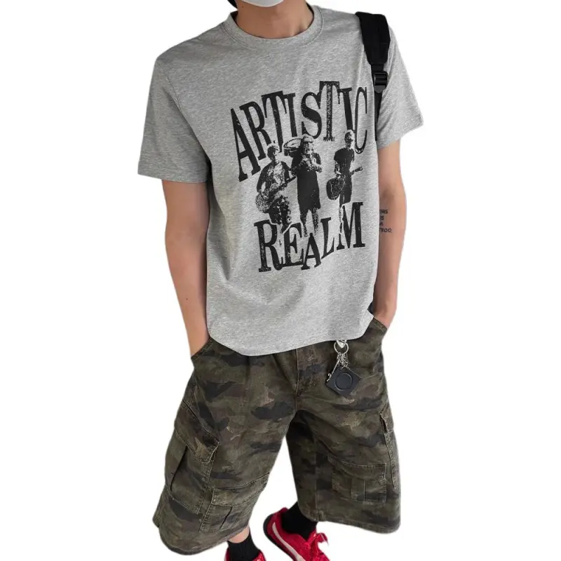 DUATOGE Denim Shorts Men Camouflage -2