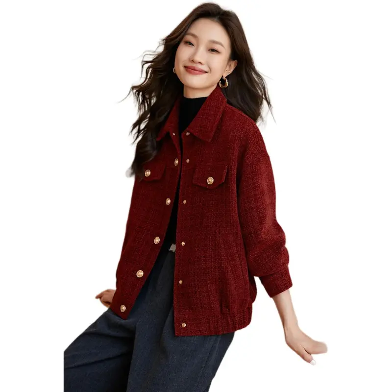 Mo Han Yi Mei Jackets Coats Women's Burgundy-4