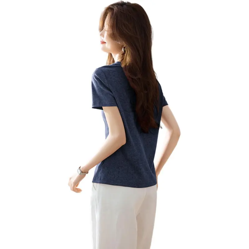Mo Han Yi Mei T Shirt Women's Navy Blue-2