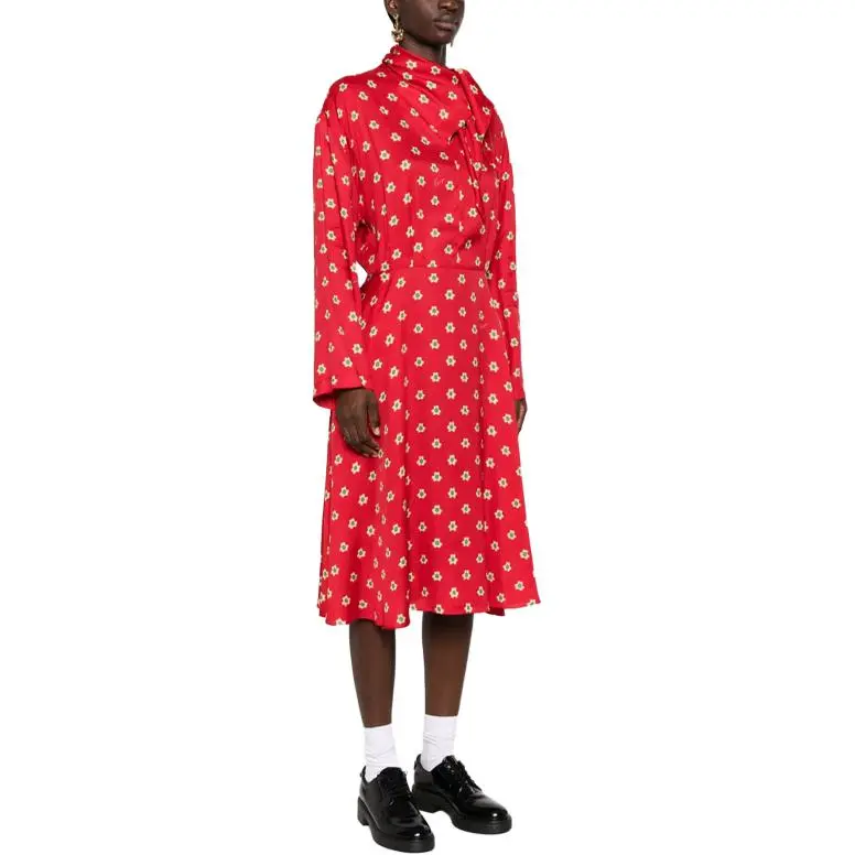 KENZO Teddy Flower Pleated Midi Dress-4