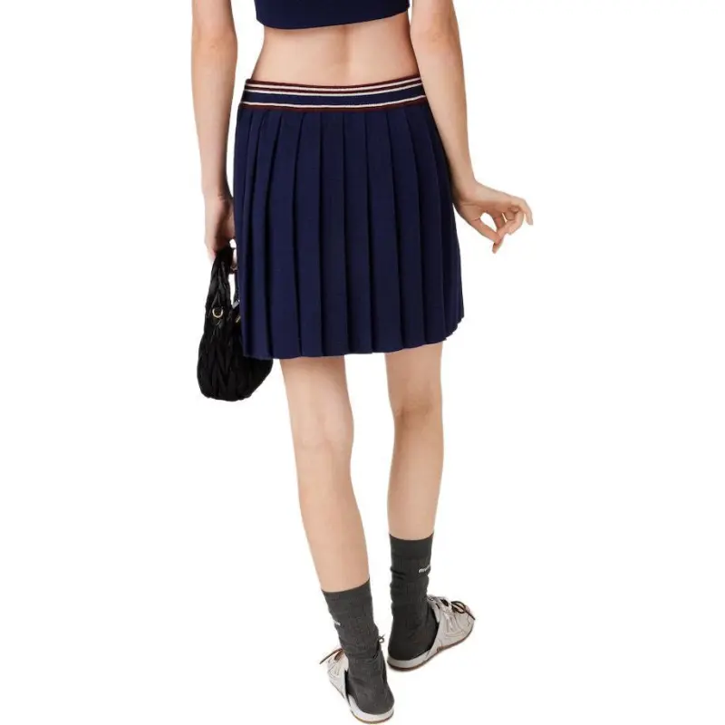 MIU MIU Wool Cashmere Skirt Navy-2
