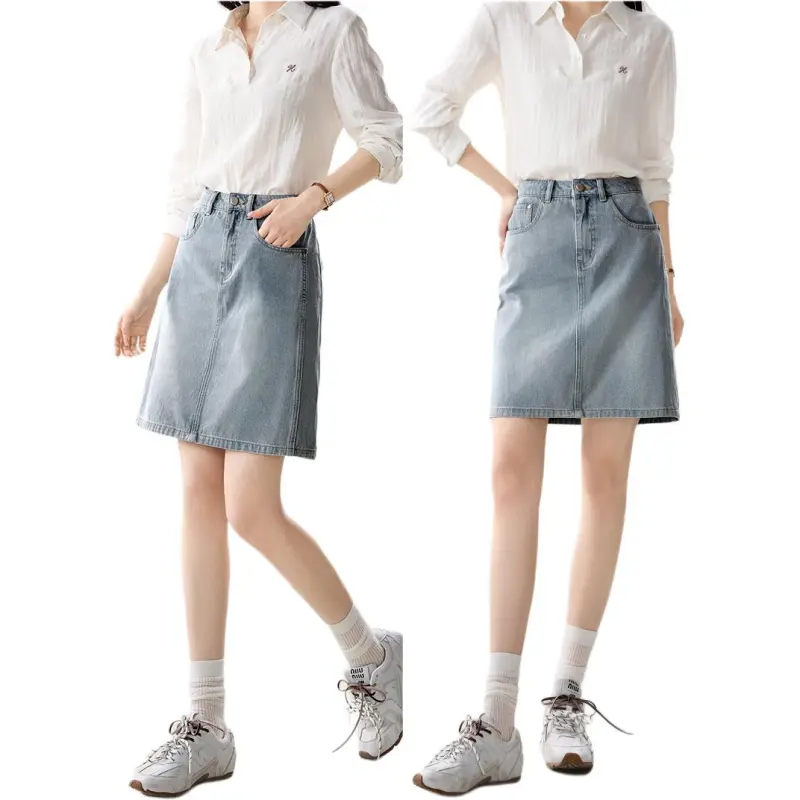 Mo Han Yi Mei Denim Short Skirts Women's-3