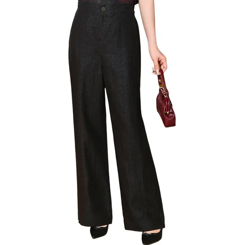 Yi Mengyuan Silk Casual Pants Women's Black-2