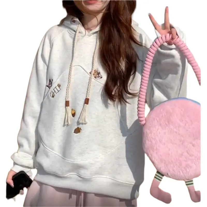Mu Xiao Xin Sweatshirt Women's White Gray-4