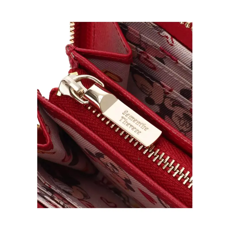 Disney Minnie Collection Mickey Collection Cow Leather Wallet Women's Red-6