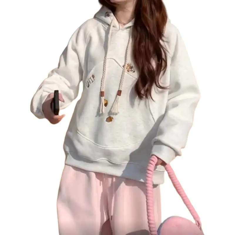 Mu Xiao Xin Sweatshirt Women's White Gray-2