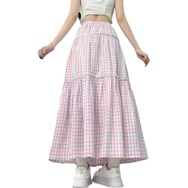 Mu Xiao Xin Casual Long Skirt Women's Pink-1