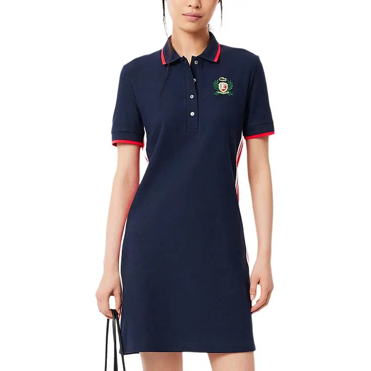LACOSTE Short Sleeved Dress Women's 166/Navy Blue-3