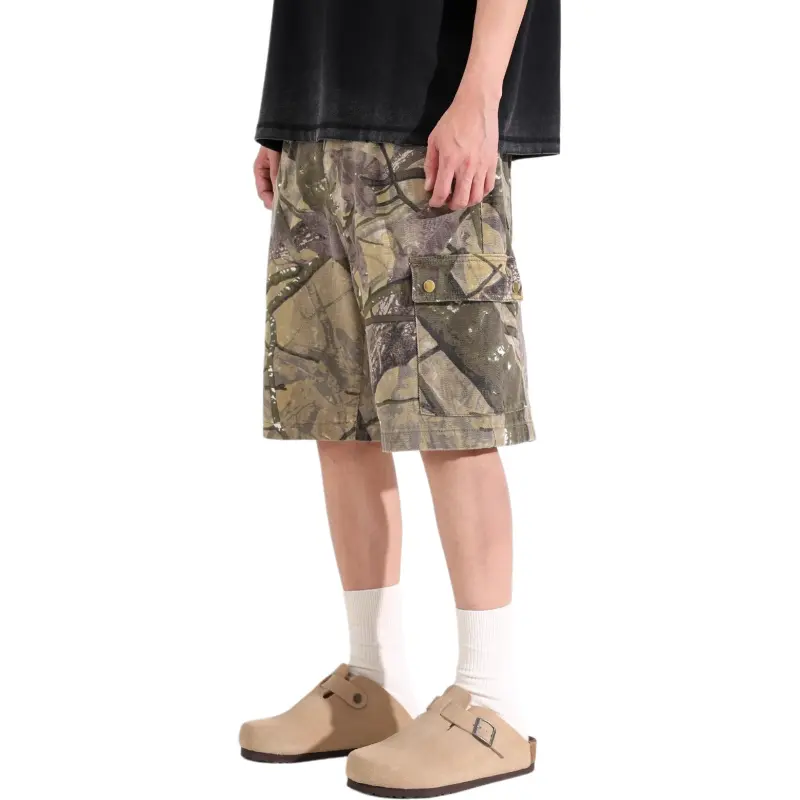 DUATOGE Denim Shorts Men Camouflage -3