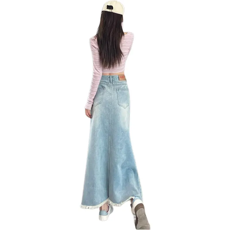 YICHEN Denim Long Skirt Women's-1