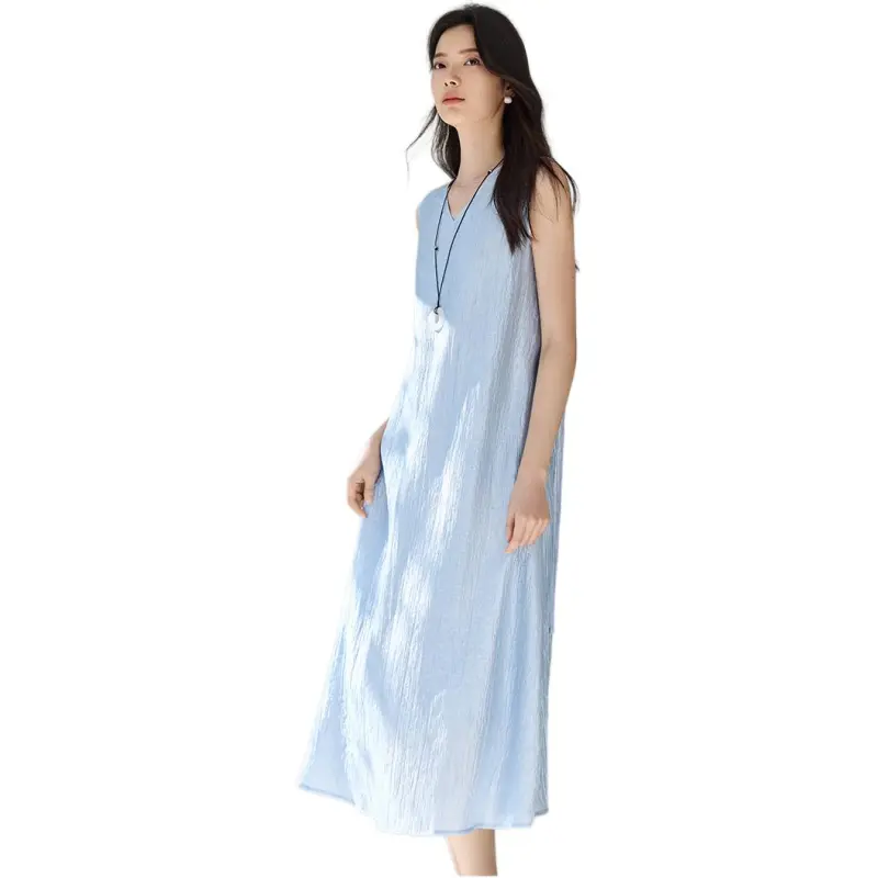 IHIMI Sleeveless Dress Women's Waterfall Blue-4