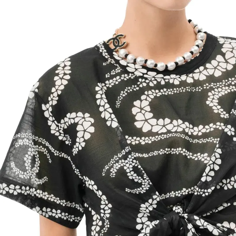 CHANEL Crop Top Women's Black White-2