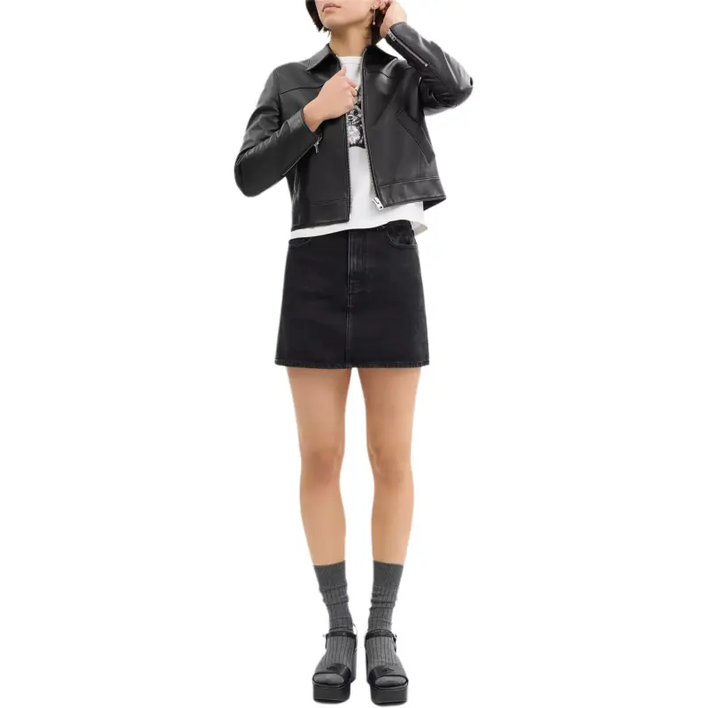 COACH Denim Short Skirts Women's Black-1