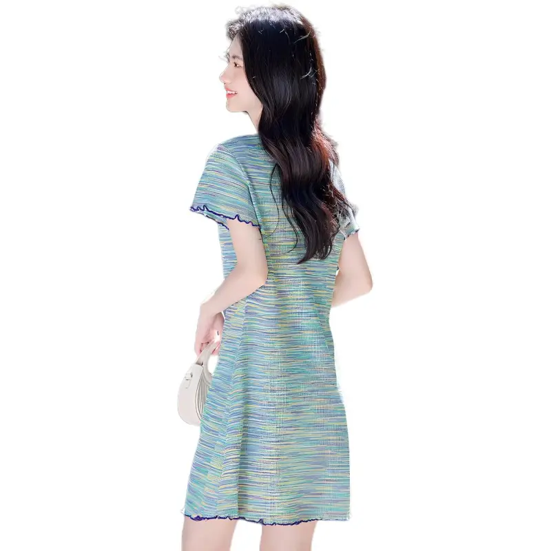 Flowers In Water Short Sleeved Dress Women's-1