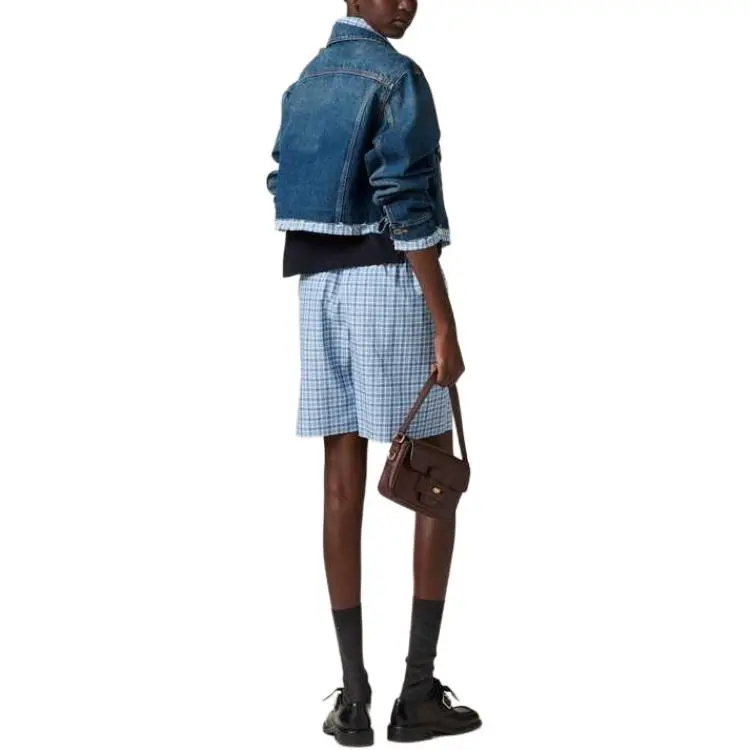 MIU MIU Layered Cropped Denim Jacket-2
