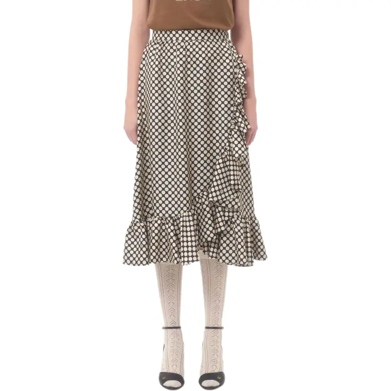 Valentino SS25 Casual Long Skirt Women's Black White-1