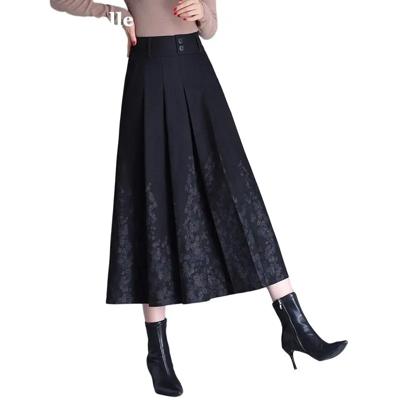 La Chapelle Casual Long Skirt Women's Black-3
