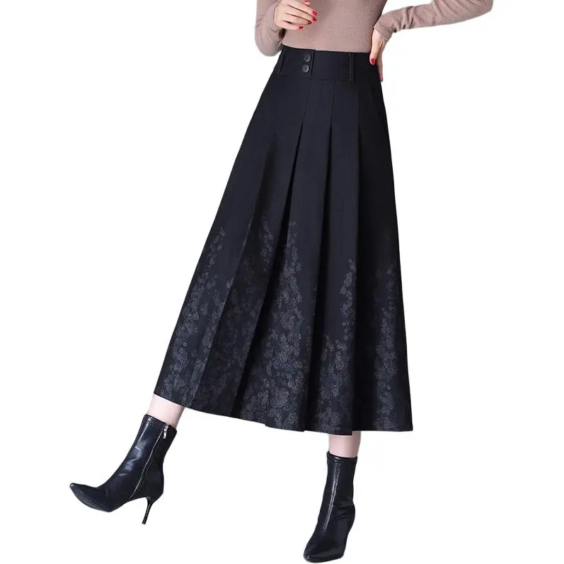 La Chapelle Casual Long Skirt Women's Black-1