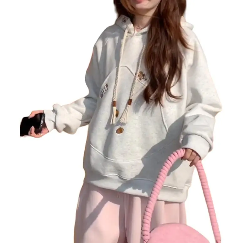 Mu Xiao Xin Sweatshirt Women's White Gray-3
