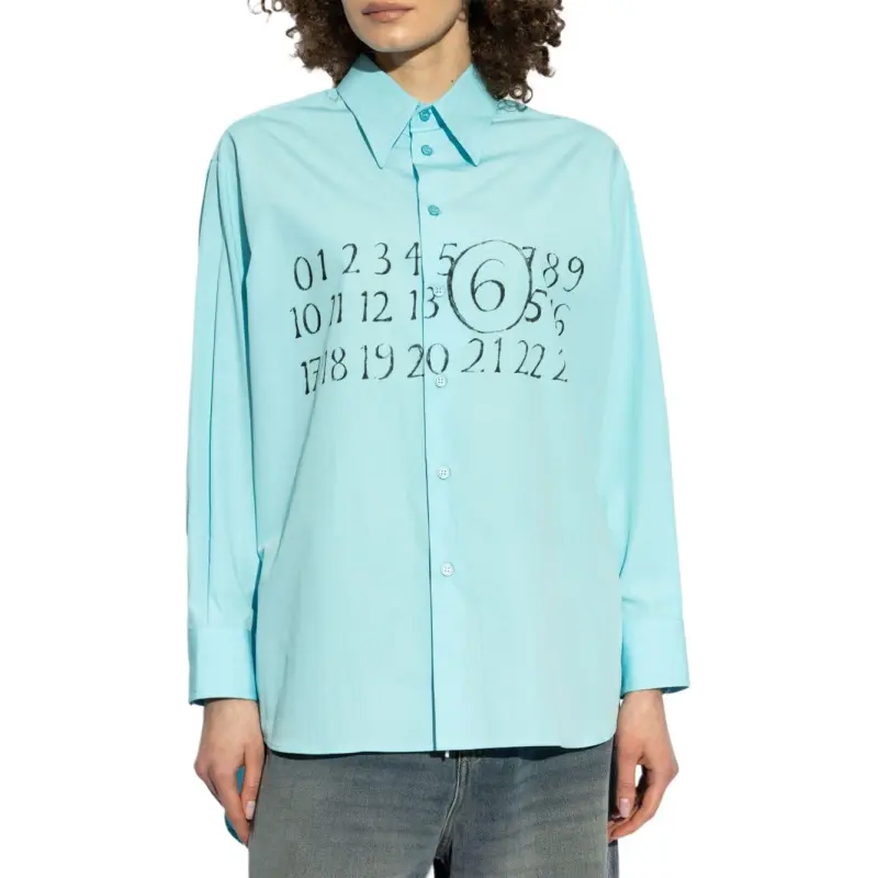 MM6 Maison Margiela Logo Printed Long Sleeved Shirt-2