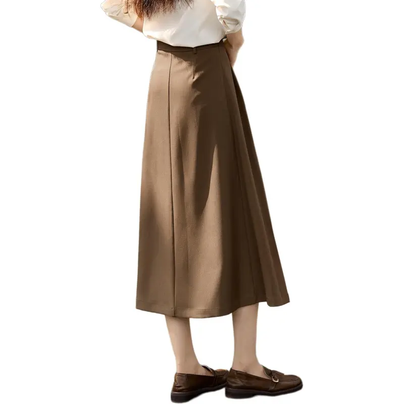 Mo Han Yi Mei Casual Long Skirt Women's Khaki Green-2