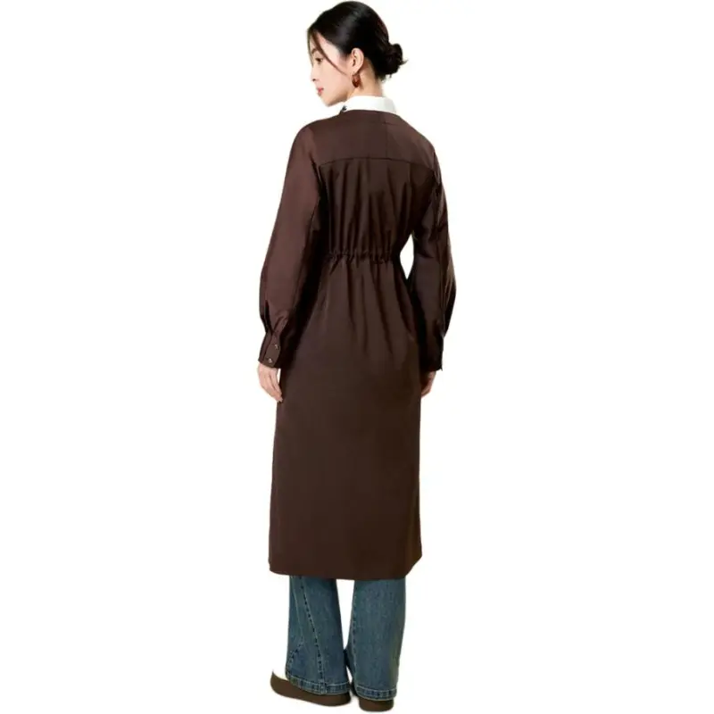 BBLLUUEE Trench Coat Women's Tea Umber Brown-1