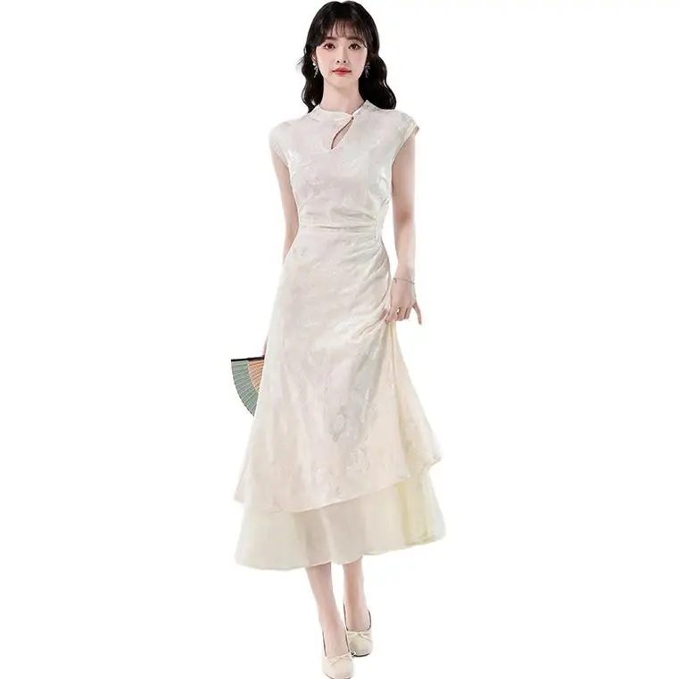 Flowers In Water Summer Short Sleeved Dress Women's-2