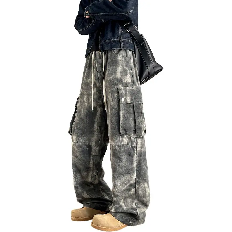 Menglaini Jeans Unisex Tie Dye Camouflage[Wasteland Style]-3