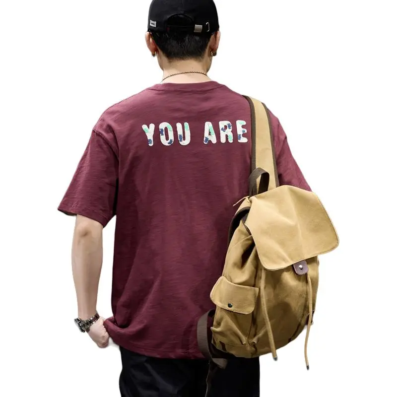 BUYDAUL T Shirts Men Burgundy-3