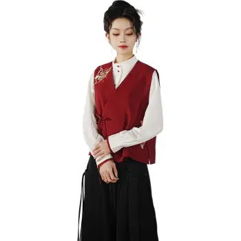 XINGHEHANGE New Chinese Style Modified Vest Women's Red