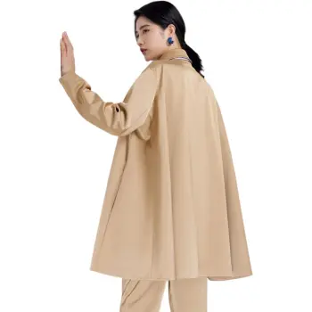 BBLLUUEE Trench Coat Women's Elegant Camel