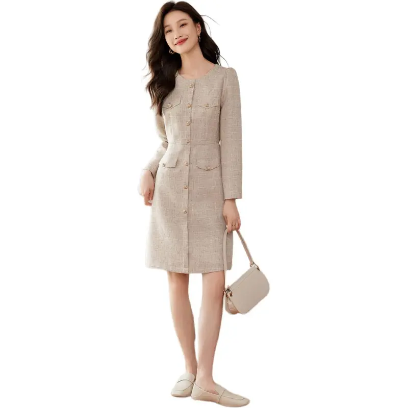 Mo Han Yi Mei Long Sleeved Dress Women's Oat-5