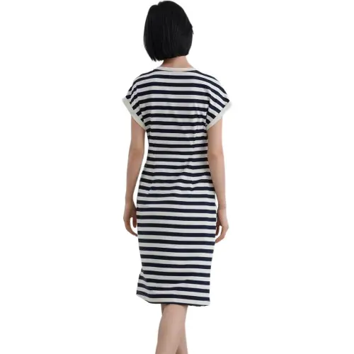 IHIMI Short Sleeved Dress Women's Navy Blue