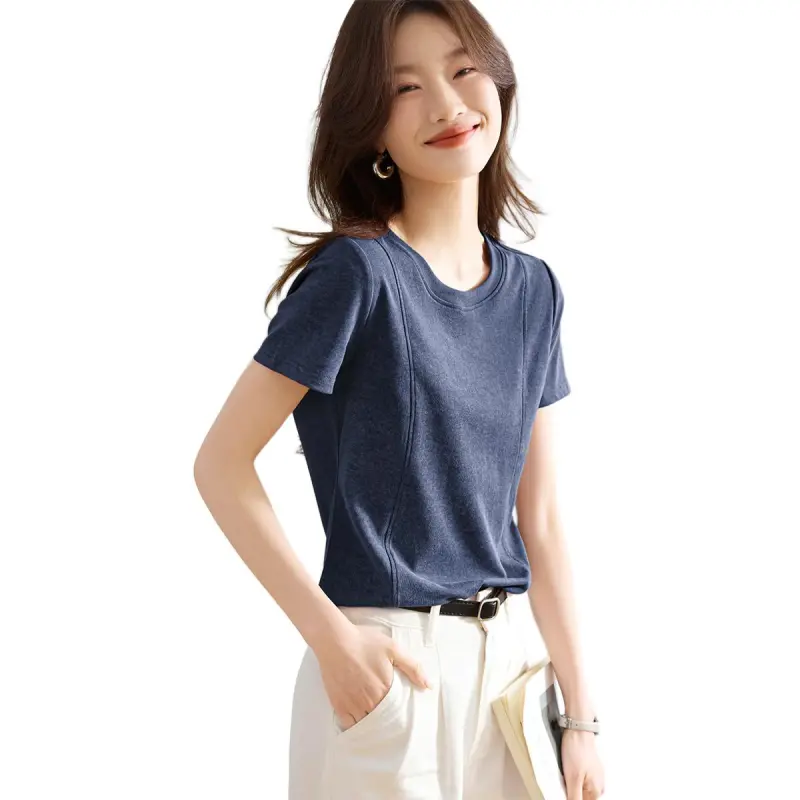Mo Han Yi Mei T Shirt Women's Navy Blue-3
