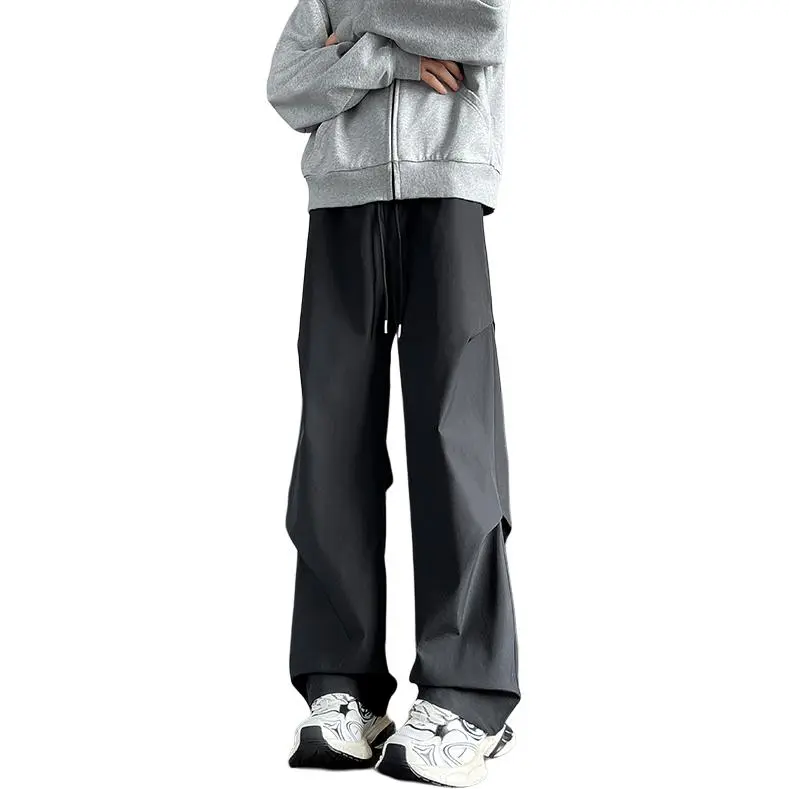 HOKLV Workwear Style Vintage Casual Pants, Wide Leg Straight Fit With A Draping Effect Unisex-17