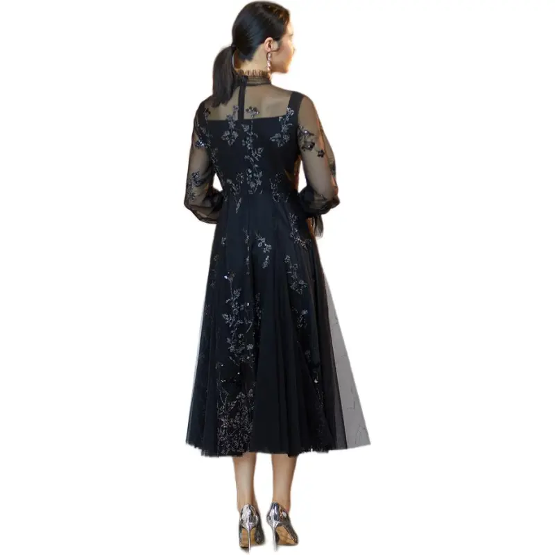 BBLLUUEE Long Sleeved Dress Women's Ink Black-0