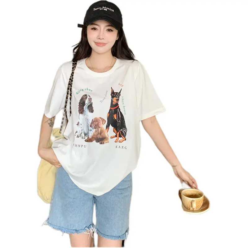 Mu Xiao Xin T Shirt Women's Pure White 3 Pack Puppy T Shirt-2