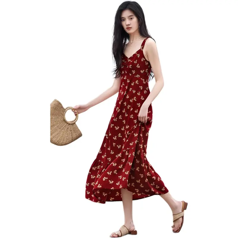 XWI Slip Dresses Women's Red With Print-1