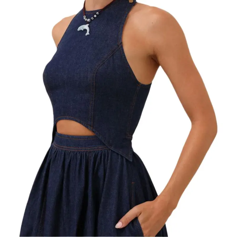 Zimmermann Sleeveless Dress Women's Navy Blue-7