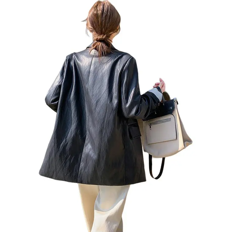 Fele.d Leather Jacket Women's Black-3