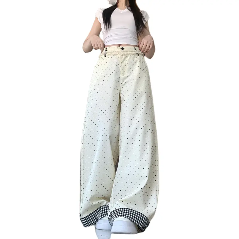 Mu Xiao Xin Casual Pants Women's Apricot Polka Dot-2