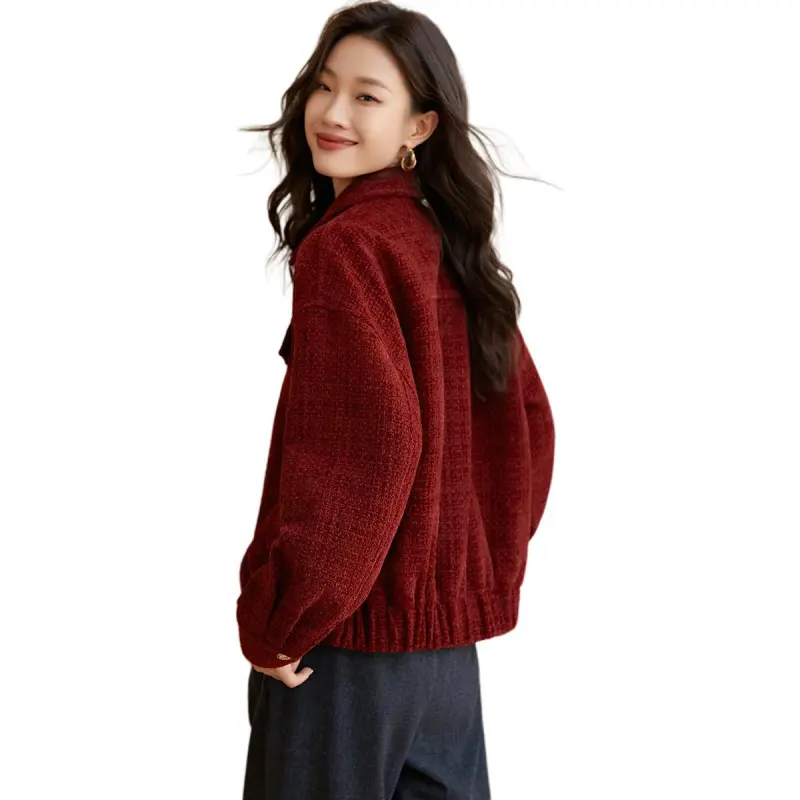 Mo Han Yi Mei Jackets Coats Women's Burgundy-5
