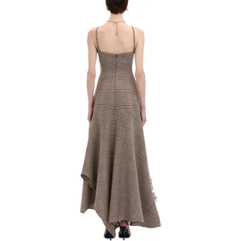 Oscar De La Renta Peony Guipure-appliqué Plaid V-Neck Dress-2