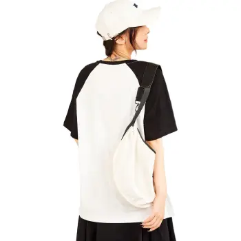 MUGUOGUOMU Summer Raglan Sleeve T Shirt Women's Black White Loose Fit