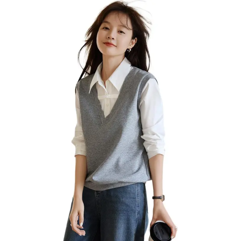 Mo Han Yi Mei Sweatshirt Women's Gray & White-2